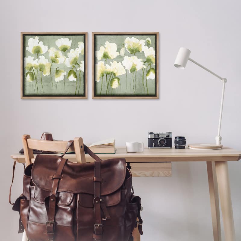 Stupell Charming White Blooms Framed Floater Canvas Wall Art Design By Vanessa Austin (Set of 2)