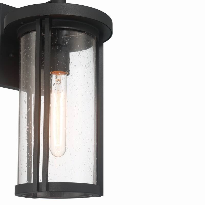 Maude Metal and Glass Wall Mounted Outdoor Wall Light - 8.8"L x 8.0"W x 14.8"H