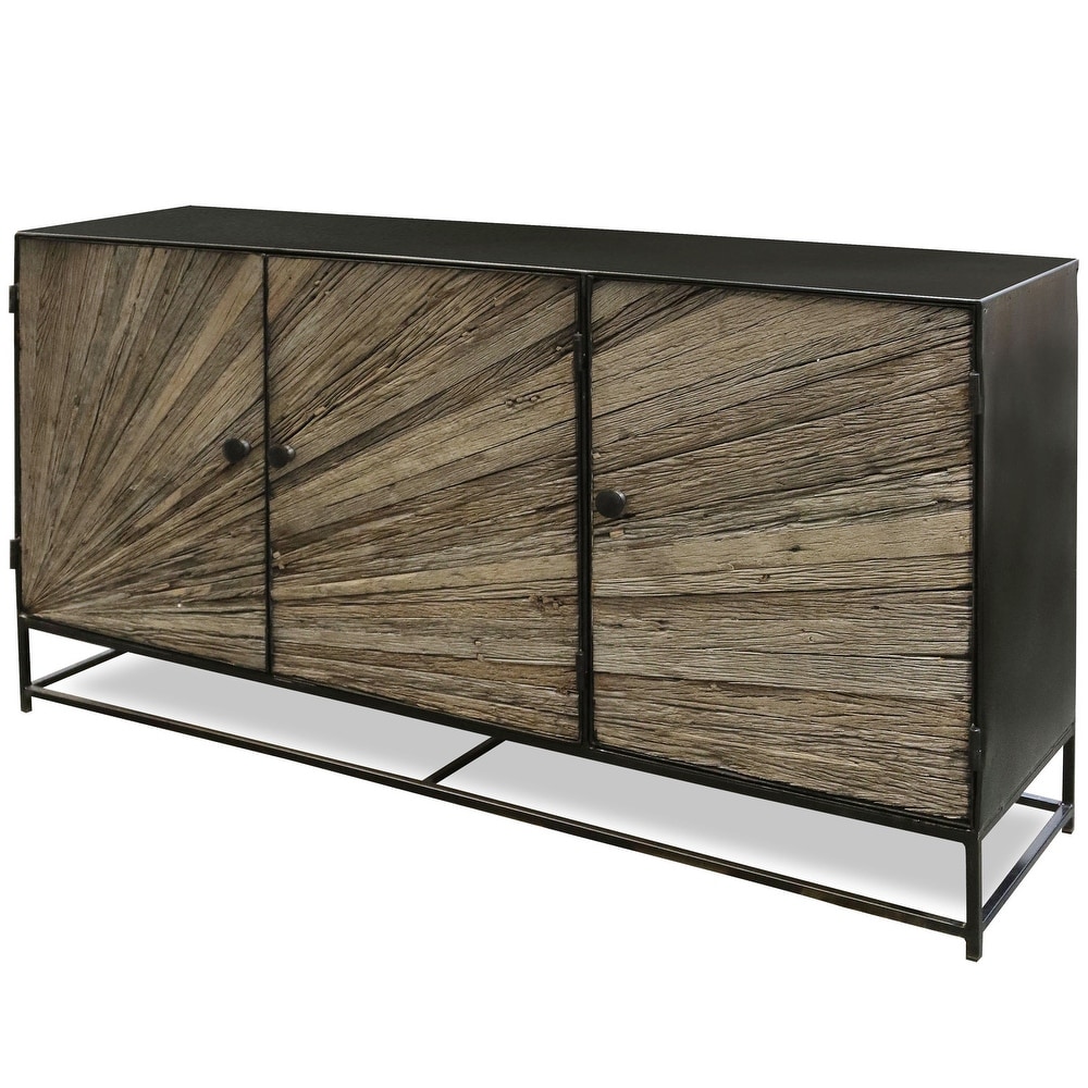 StyleCraft Home Collection StyleCraft Kayden Reclaimed Wood and Graphite Iron Metal Sideboard (Multi)