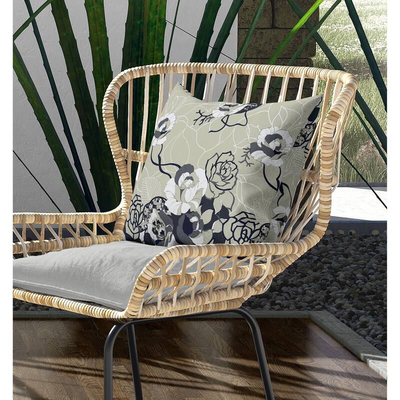 Regal Rose Retreat Indoor/Outdoor Reversible Throw Pillow Yellow and Gray