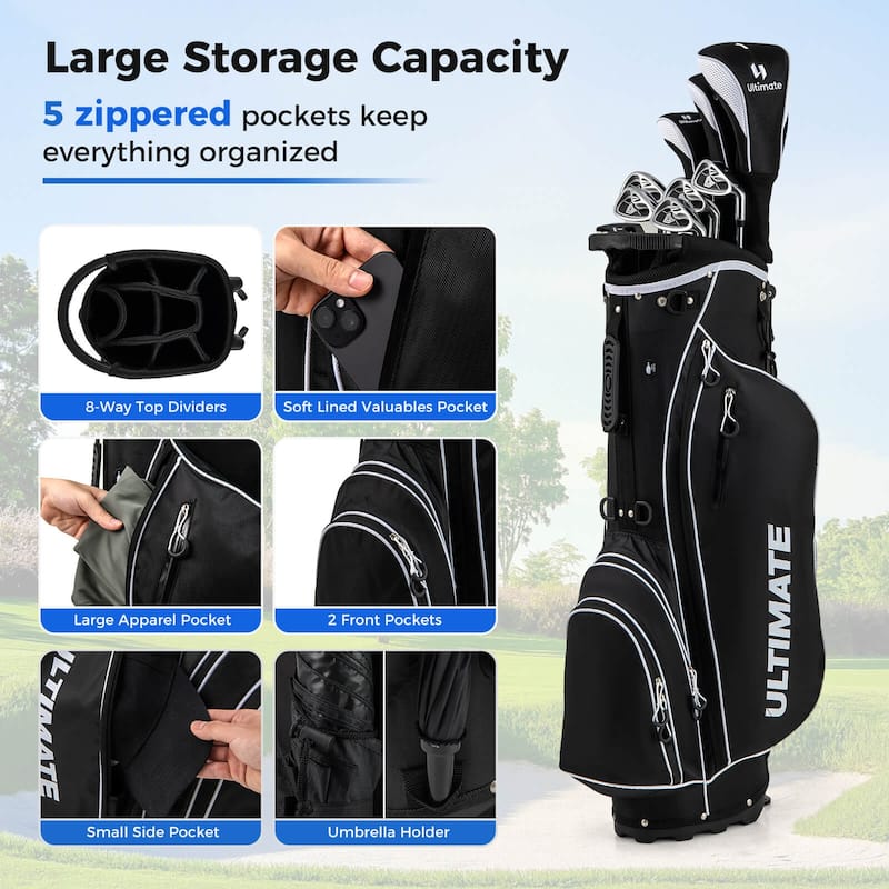Men's Complete Golf Clubs Package Set 10 Pieces Includes Alloy Driver - See Details