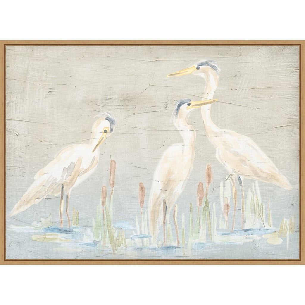 Driftwood Waterbirds No. 2 by June Erica Vess Framed Canvas Wall Art Print