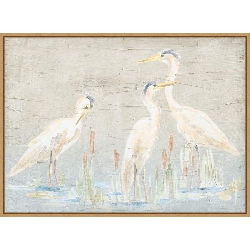 Driftwood Waterbirds No. 2 by June Erica Vess Framed Canvas Wall Art Print