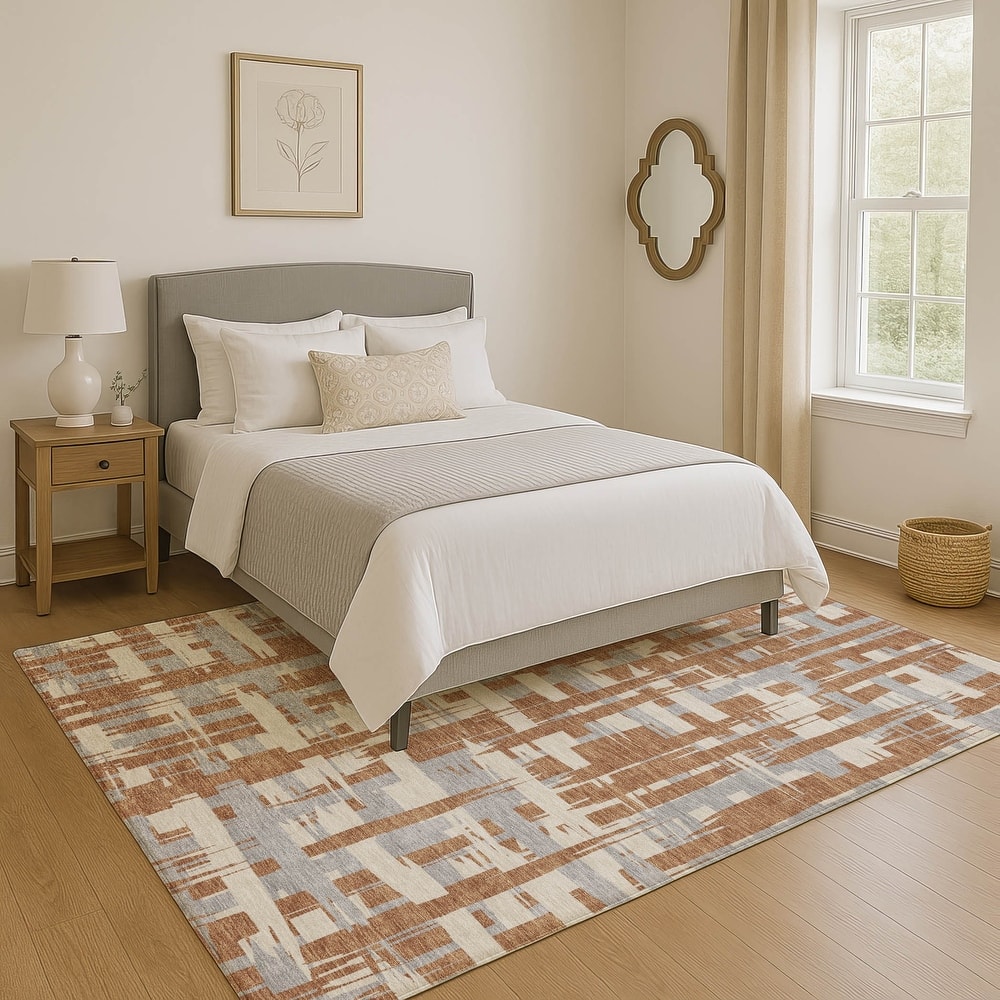 Premium Washable Super Soft Contemporary Plaid Mayfield Rug