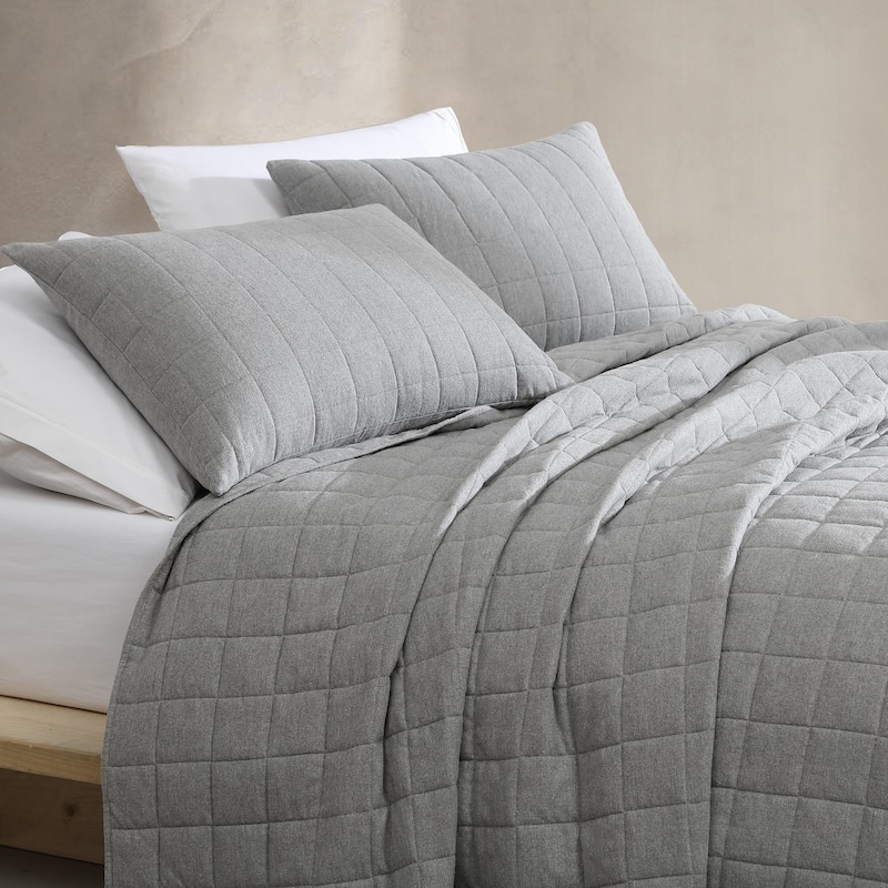 Calvin Klein Melange Cotton Flannel Solid 2 Piece Sham Set
