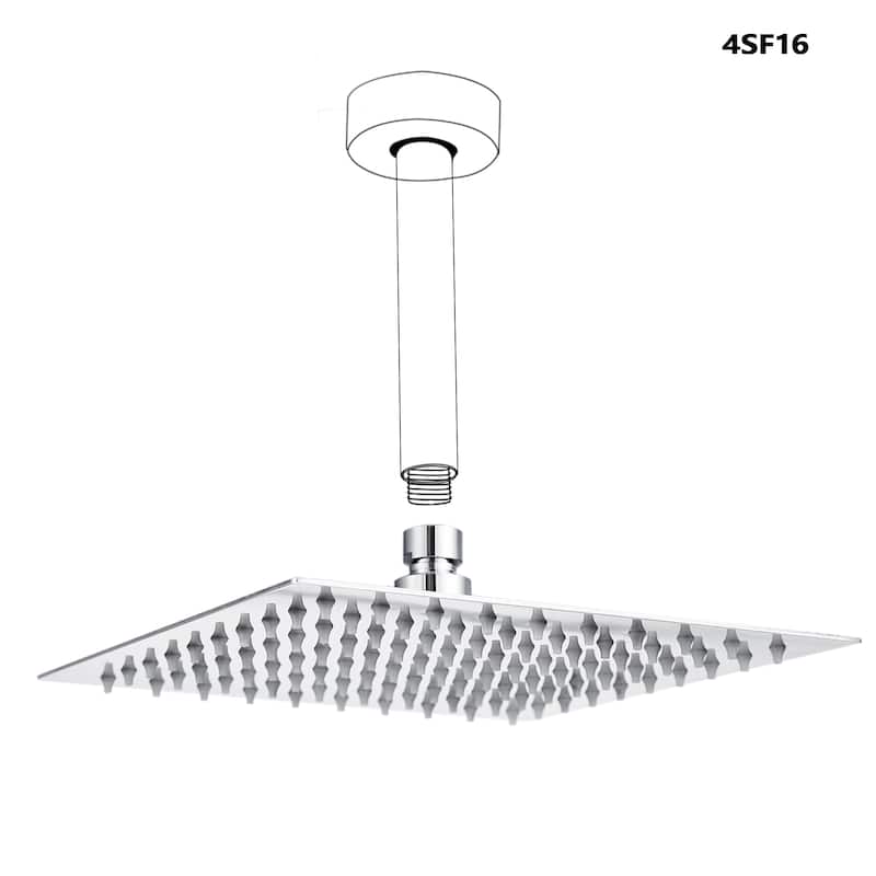 Topcraft Stainless Steel Square Rain Shower Head - 16*16 - Chrome