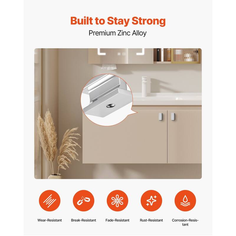 10 Pack Rectangular Chrome Cabinet Knobs Premium Zinc Alloy Modern Drawer and Door Handles with Screws - 1.42 x 0.59 x 0.79 in