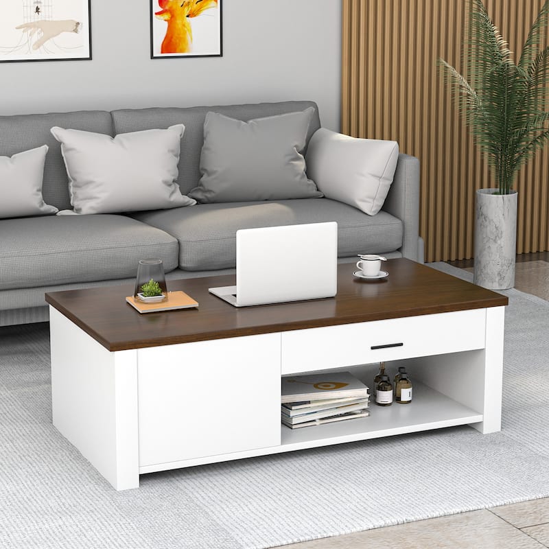 Costway Modern Coffee Table Living Room Coffee Table W/ Storage
