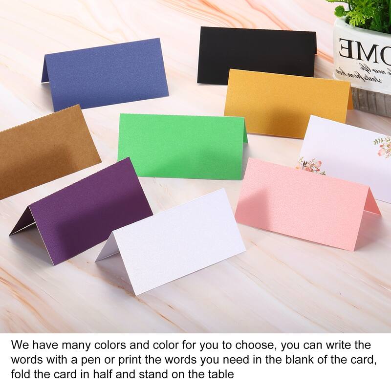Table Name Place Cards,25Pcs Favor Decor Foldable Blank Card, Blue