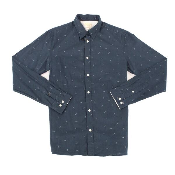 Shop Selected Homme New Blue Mens Large L Arrow Print Button Down