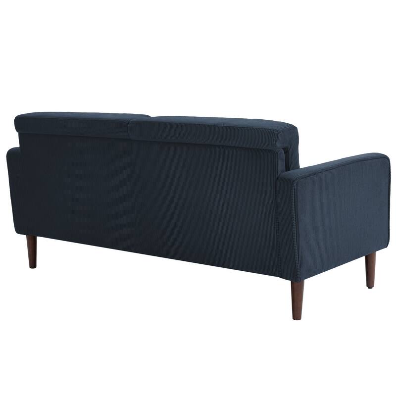 Modern Corduroy 2 Seater Sofa with Bolster Pillows