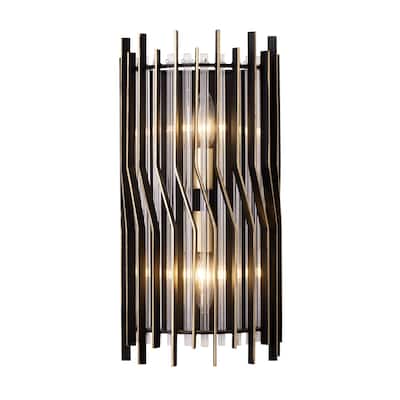 Park Row 2-Light Flush Black and Gold Wall Sconce