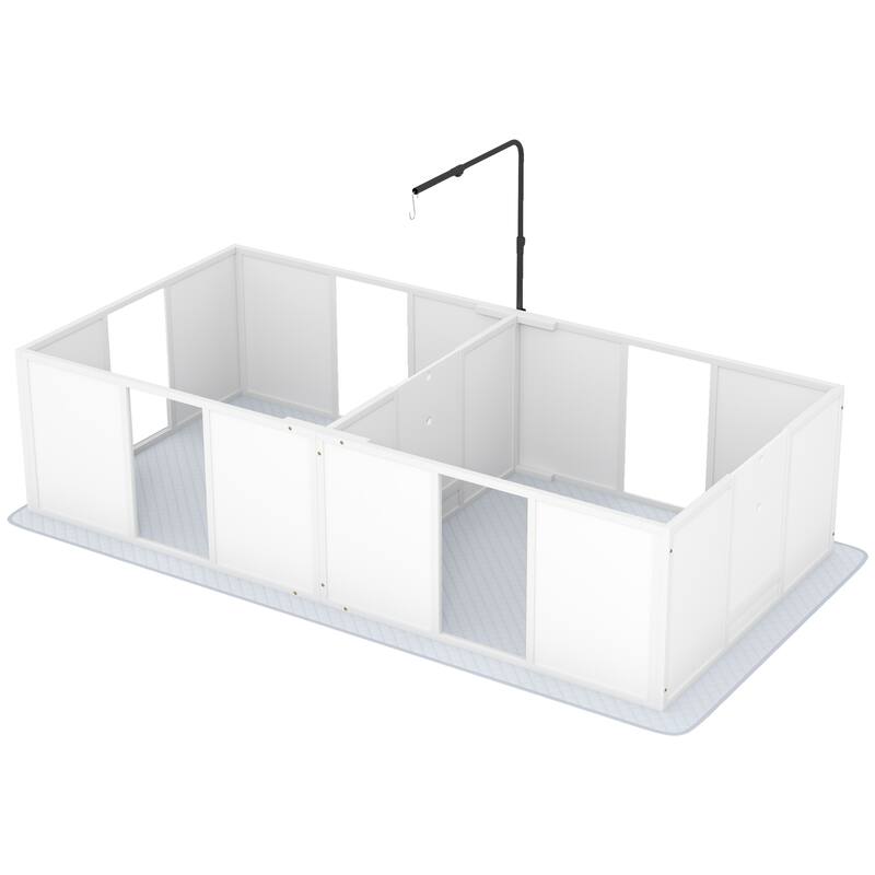 Whelping Box for Dogs, Newborn Puppy Supplies with Retractable Light Stand, Waterproof Pee Pad, Adjustable Height Door - White