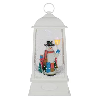 13.5" LED Lighted Musical Snowing Snowman Christmas Lantern