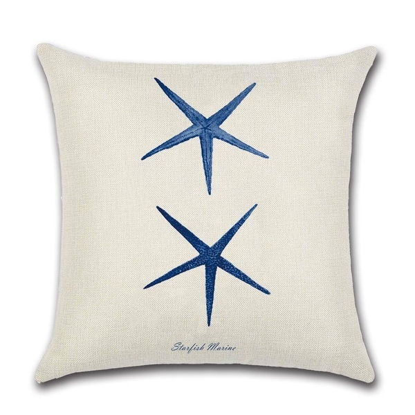 Pillows Cotton Coastal Grand Starfish Hand Beaded 18 X 18 Pillow Beach Nautical Decor Home Garden