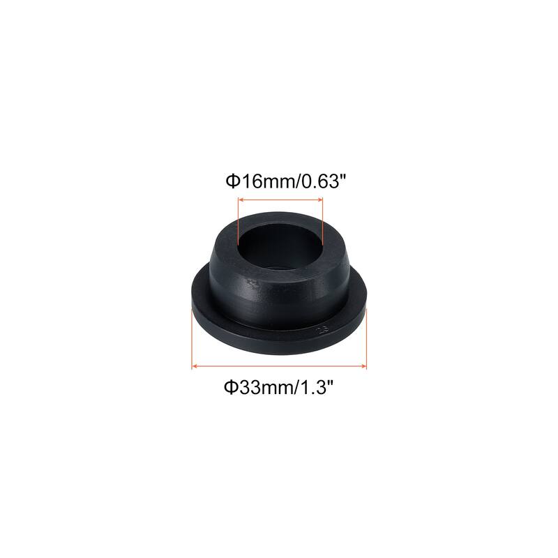 T Shape Rubber Grommet 0.55 Inch OD 0.24 Inch ID Seal for Cable Pack of 6 - Black - 33 x 16mm