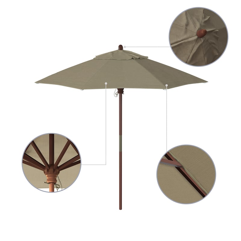 Port Lavaca 7.5ft Round Wood Umbrella by Havenside Home, Base Not Included