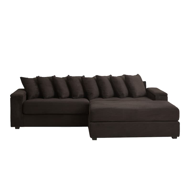 104'' L-Shaped Corduroy Sectional Sofa Couches with Chaise, 8 Pillows