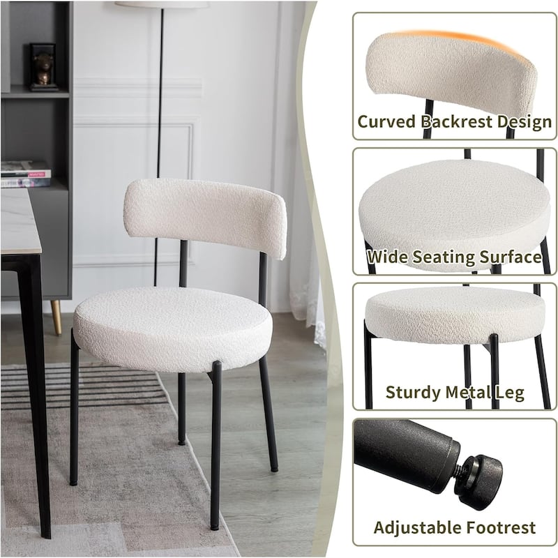 XINMICS Dining Chairs Set of 2/4/6, Mid Century Modern Upholstered Boucle Kitchen Dining Room Chairs