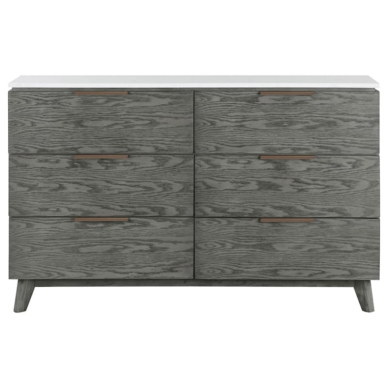 Nathan Mid-Century Modern Wood 6-drawer Dresser Grey