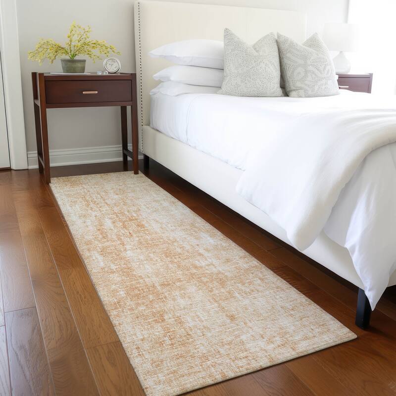 Machine Washable Indoor/ Outdoor Chantille Abstract Solid Rug - Terracotta - 2'3" x 7'6"
