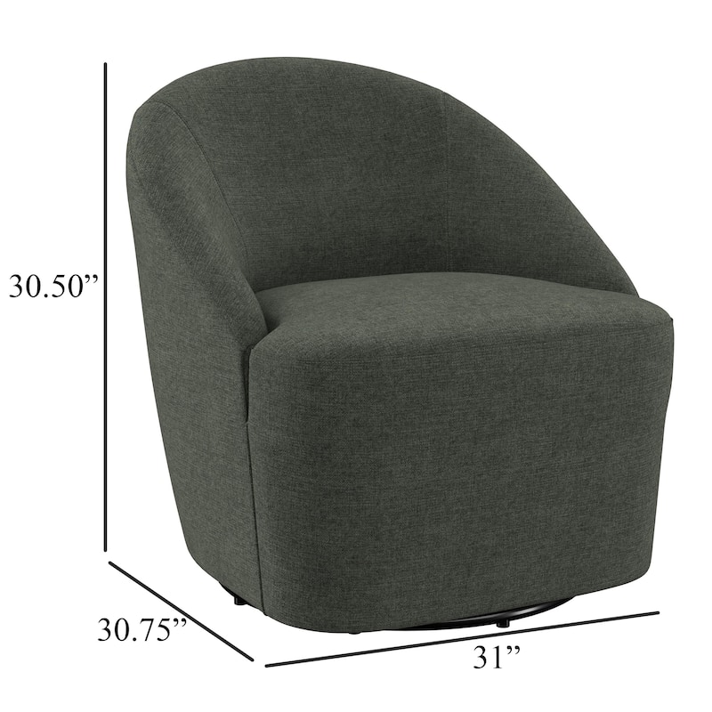Lenie Barrel Accent Swivel Chair, Modern Minimal Shape, Dark Green
