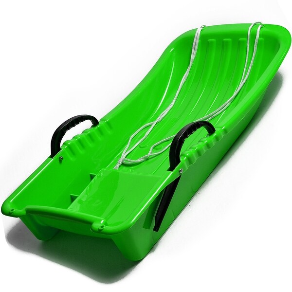 31.5" Kids Snow Sled Plastic Toboggan Boat Sledge Snowboard Green 31.5x15.7x5.3inch