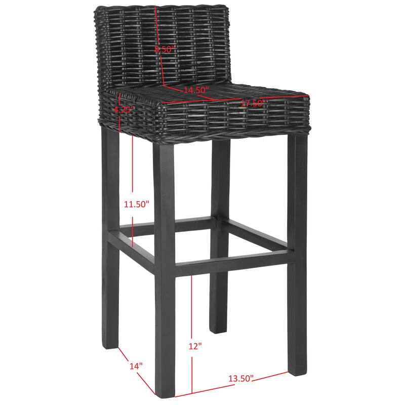 SAFAVIEH Tana -30 Inch Thomas Indoor Wicker Brown Bar Stool - 17.7" x 17.7" x 37.4" - 18Wx18Dx37H