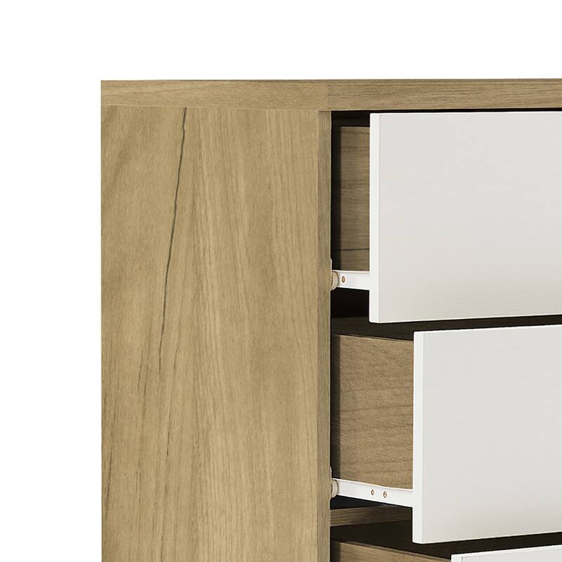 Modern Farmhouse Style Wooden Dresser with Wooden Handles