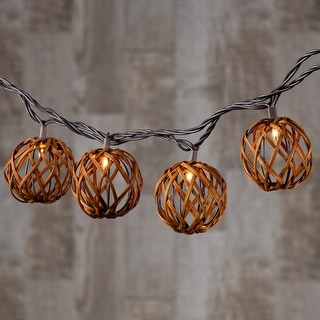 6 Foot Decorative Rattan Sphere Patio String Light