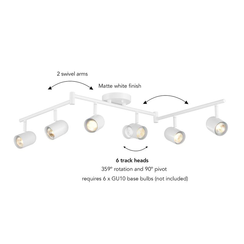 49" 6-Light Matte White Foldable Track Lighting with Pivoting Track Heads - 4.75"