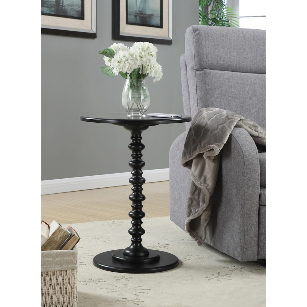 Round Accent End Table with Open Bottom Shelf, Curved Legs and Smooth Finish Perfect for Display and Storage - 17.75