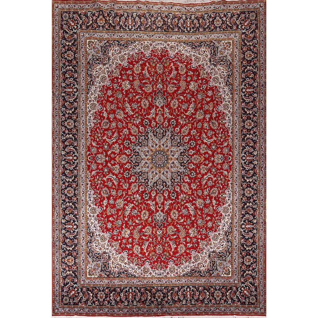Red Kashan Turkish Area Rug Traditional Machine-Made Carpet - 9'4" x 12'11"