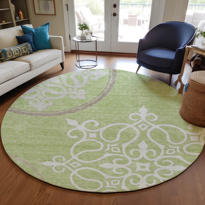 Machine Washable Indoor/ Outdoor Chantille Bold Medallion Rug