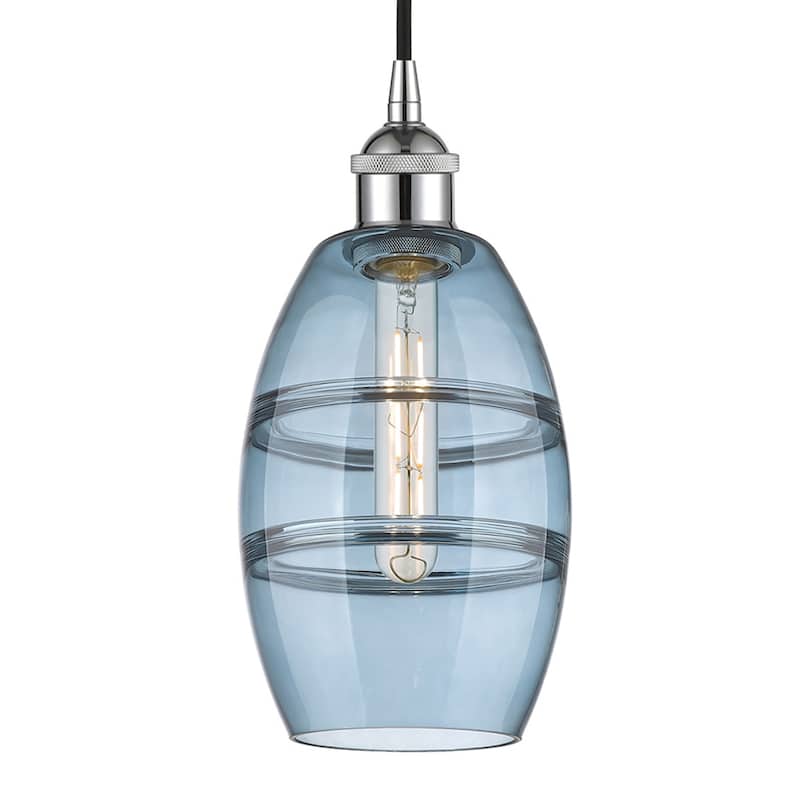 Innovations Lighting 616-1P 8 6 Vaz Pendant Vaz 6" Wide Cord-Hung Mini - Polished Chrome / Princess Blue
