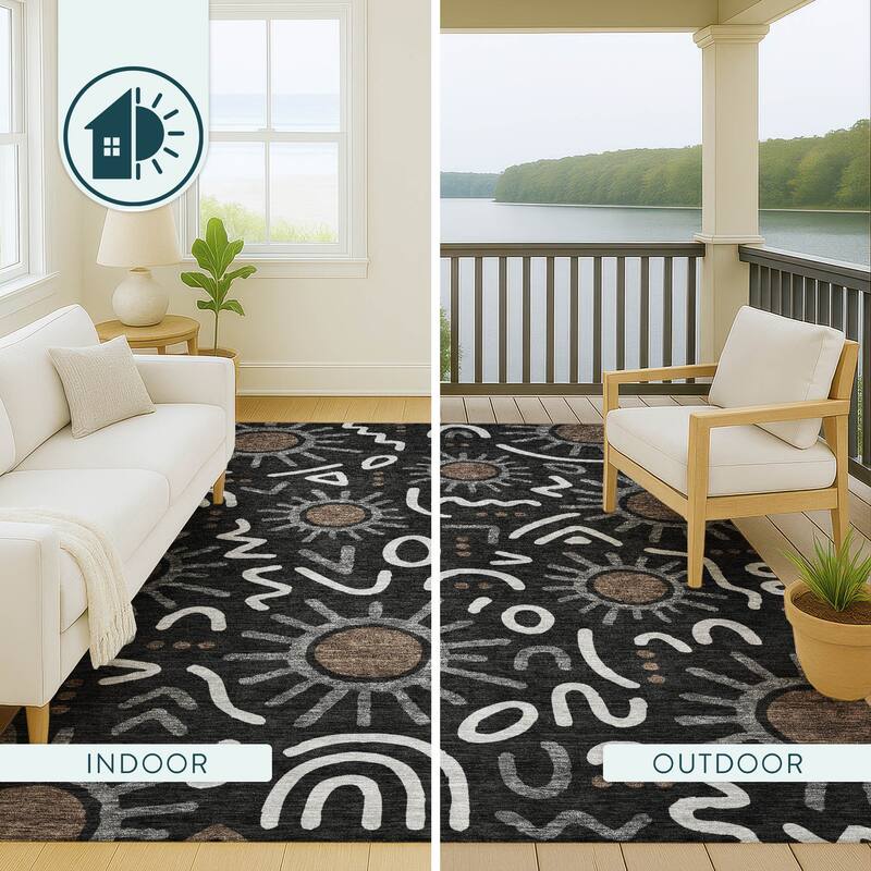 Machine Washable Indoor/ Outdoor Modern Sol Chantille Rug