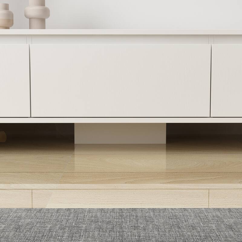 Modern Style Extendable TV Stand with 3Drawer White/Black 65.4"-106.3" Entertainment Center Table