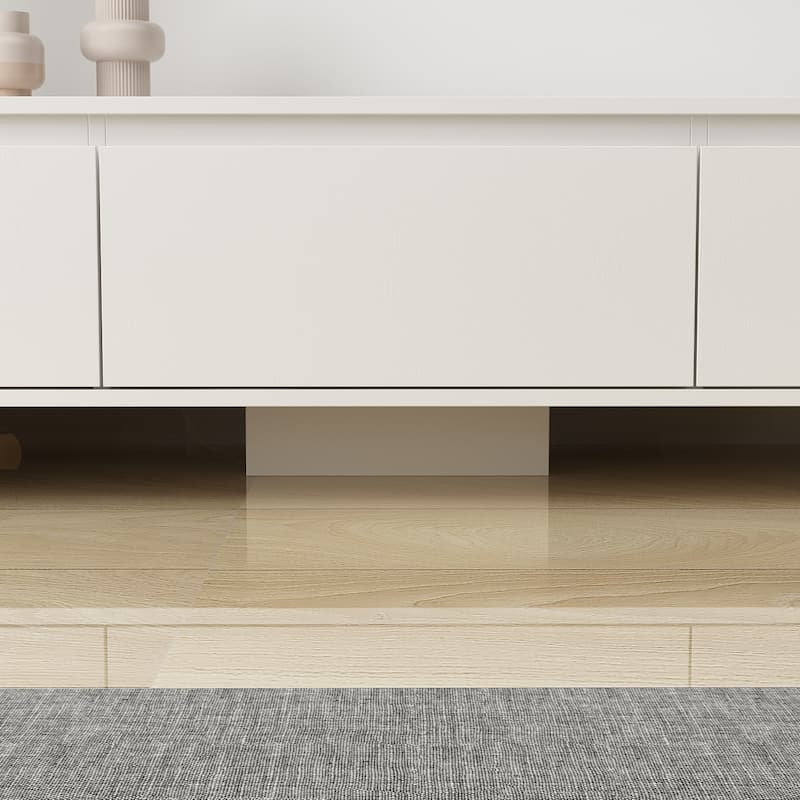Modern Style Extendable TV Stand with 3Drawer White/Black 65.4"-106.3"