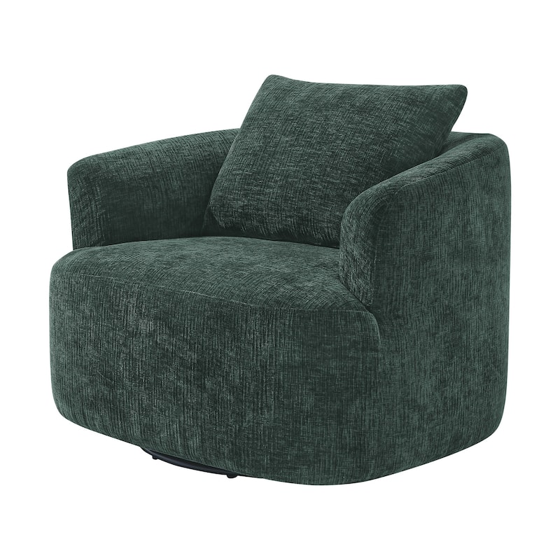 Upholstered Swivel Barrel Chair with Pillow