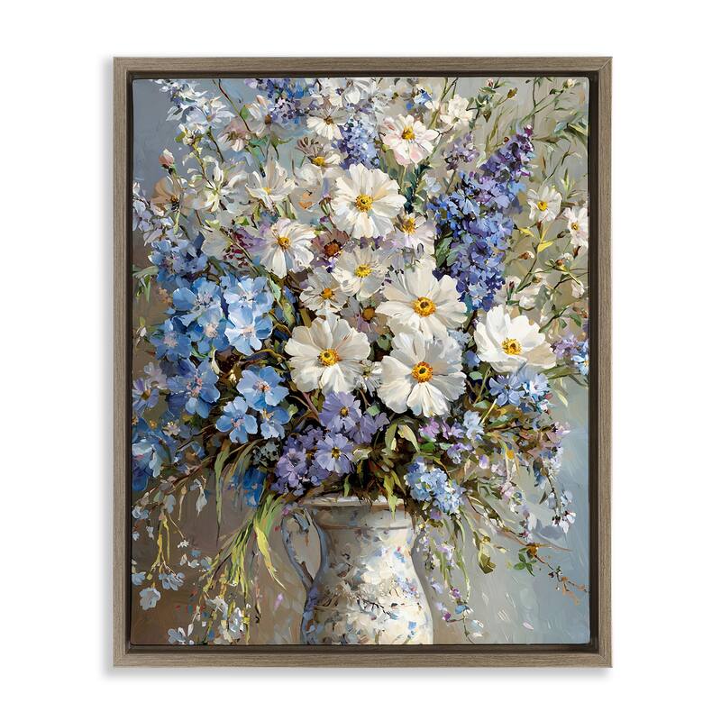 Stupell Flowers in Chinoiserie Vase Framed Floater Canvas Wall Art Design By Franklyn Gregory - 25 x 31 - Brown