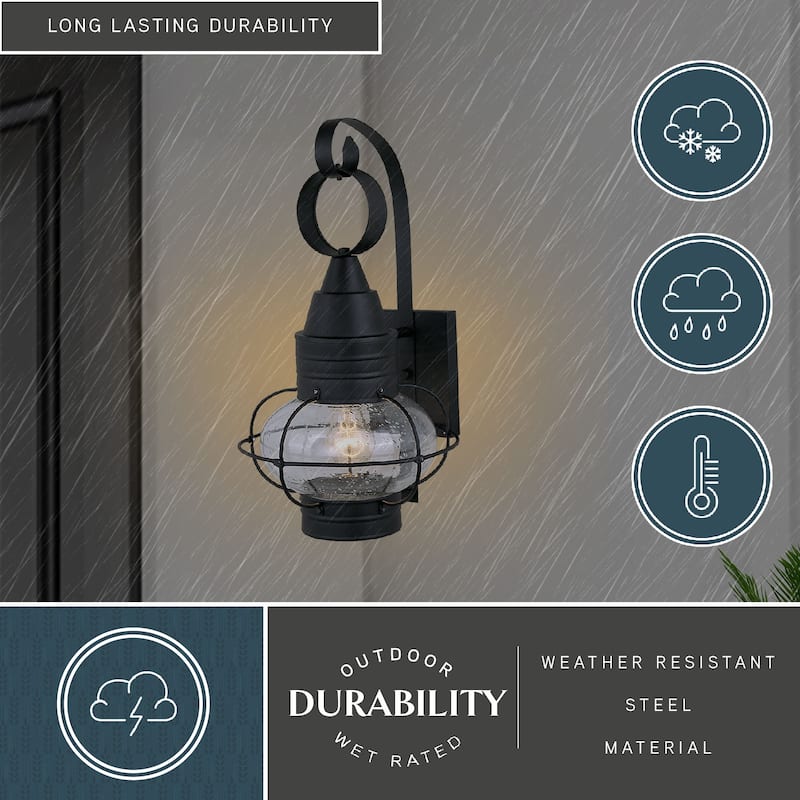 Chatham 1 Light Black Coastal Outdoor Wall Lantern Clear Glass - 10-in W x 18-in H x 11-in D