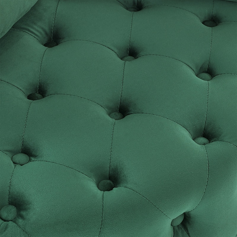 Green 30" Swivel Button Tufted Accent Chair with Wheels
