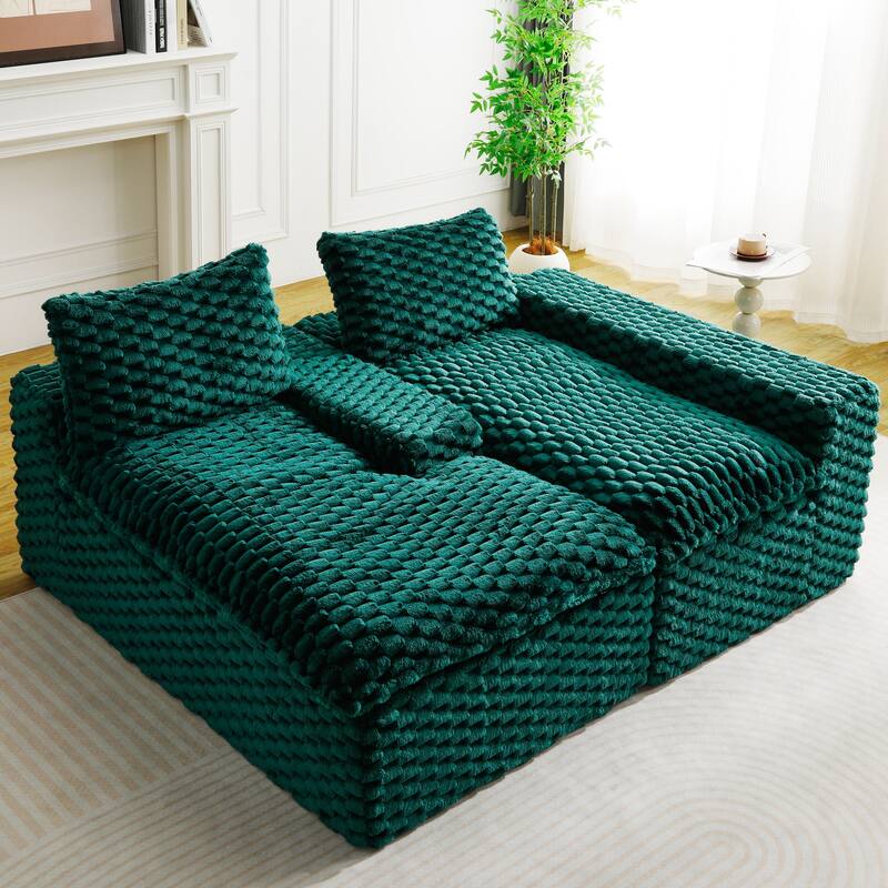 L-Shaped Sleeper Sectional Sofa Convertible Straight Sofa, Loveseat and Chaise Lounge Set for Living Room