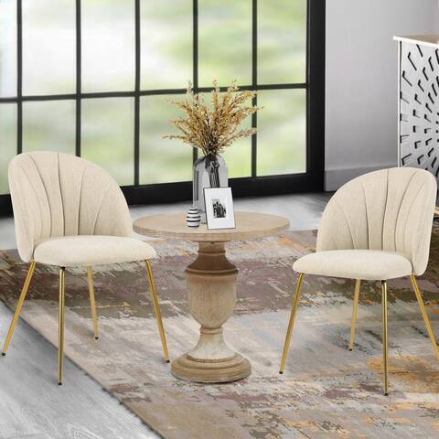 Home Furniture Series Dining Chair with Tufted Cinnamon Velvet Upholstery-Set of 2 - N/A