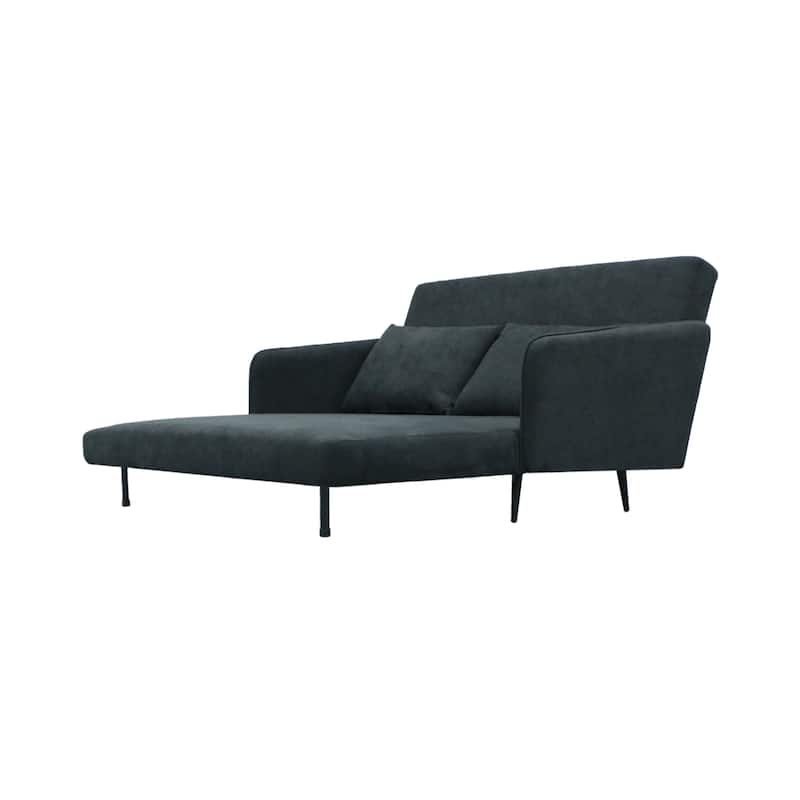 61"W Black Fabric Convertible Loveseat Sleeper With Pillows