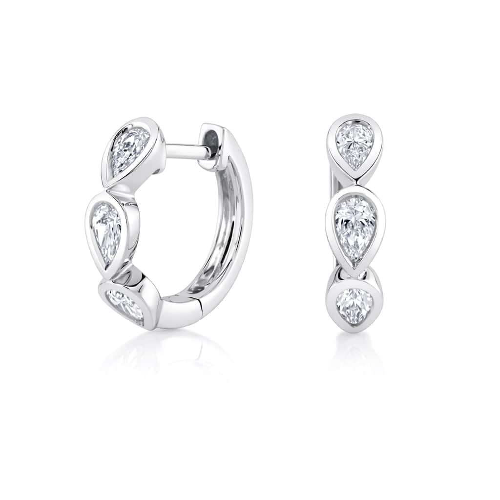 Auriya 14k Gold Lab Grown Diamond Pear Bezel Hoop Earrings 1.00 to 4.00 ct. tw. (F-G VS) - White