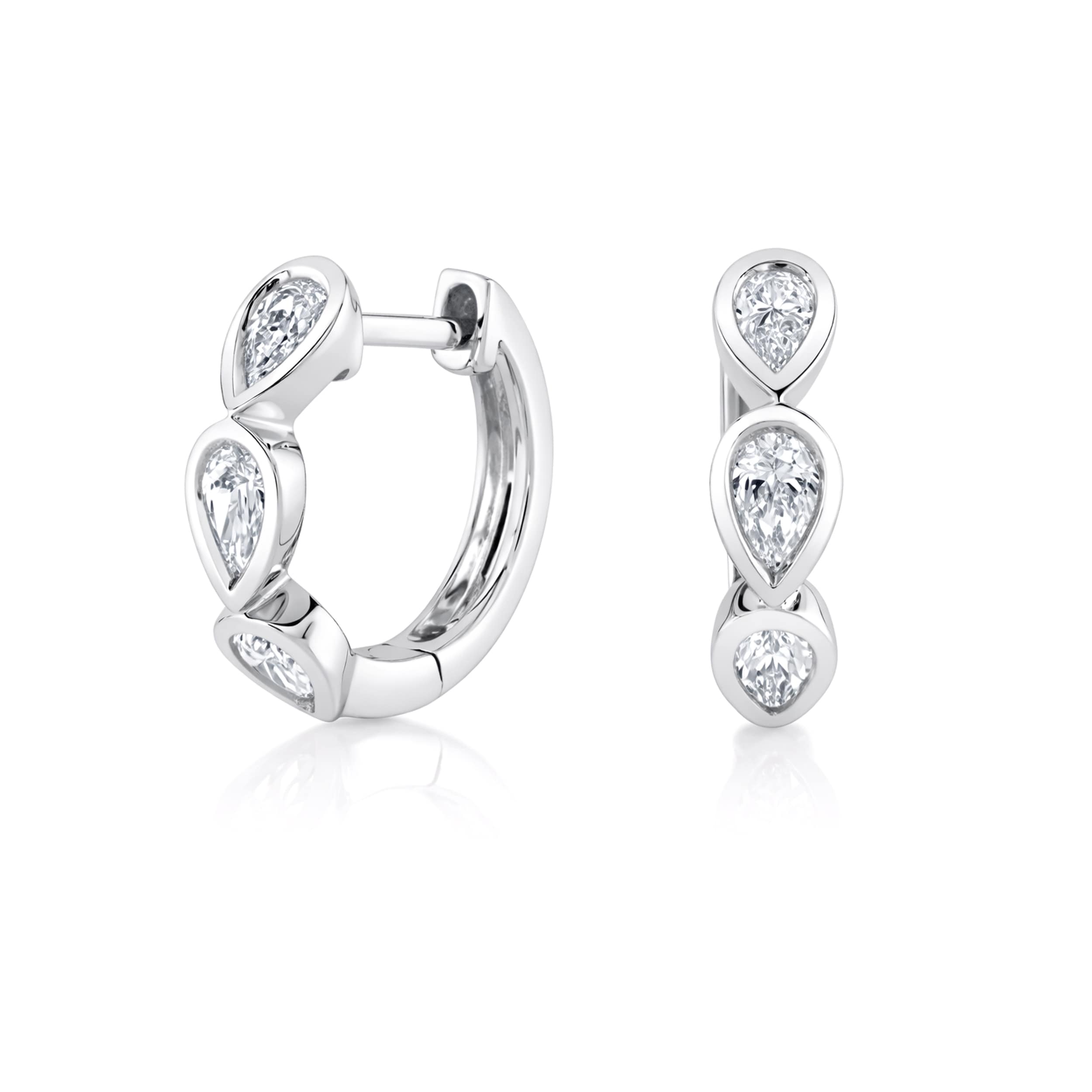 Auriya 14k Gold Lab Grown Diamond Pear Bezel Hoop Earrings 1.00 to 4.00 ct. tw. (F-G VS)