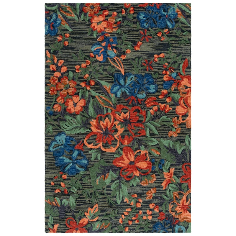 SAFAVIEH Handmade Jardin Engeline Country Wool Rug - 5' x 8' - Blue/Orange