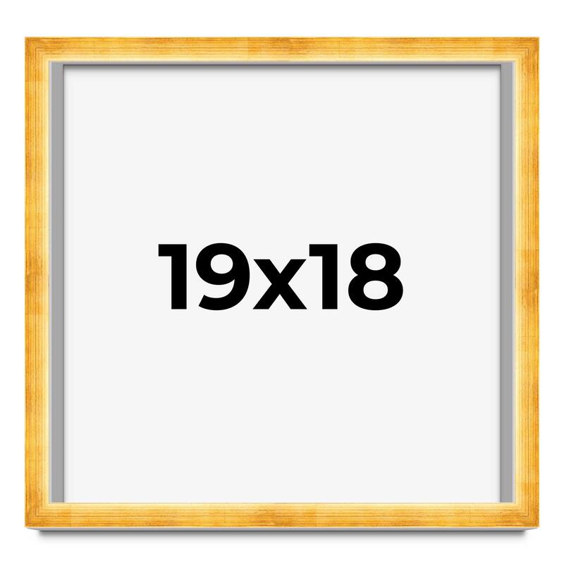 19x18 Shadow Box Frame Gold | 1.625 Inches Deep Real Wood Traditional