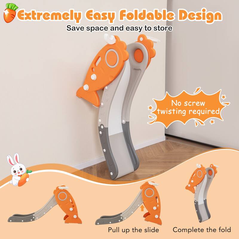 Gymax 4-in-1 Toddler Slide w/ Basketball Hoop & Ball Ring Toss Game